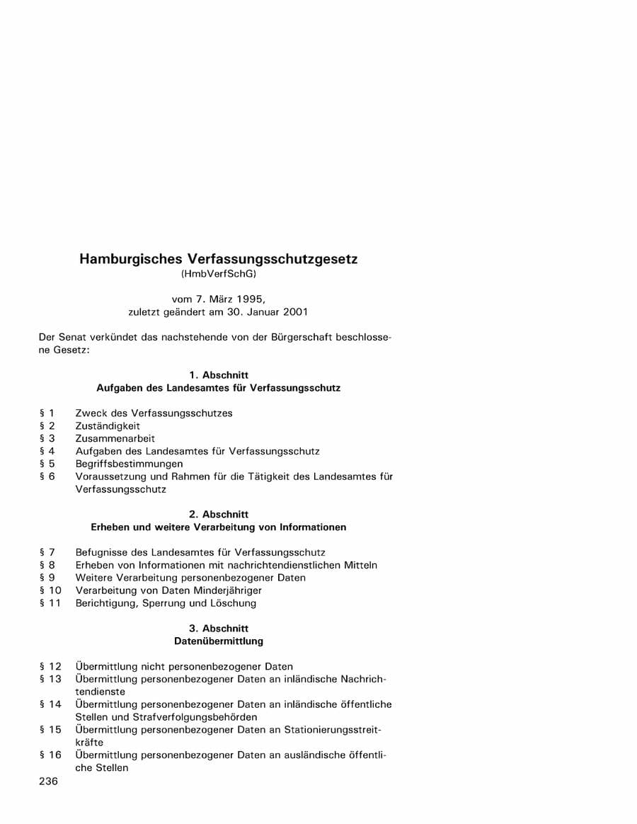 Seite 236 des Verfassungsschutzbericht 2001 Hamburg
