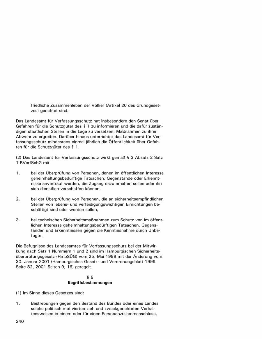 Seite 240 des Verfassungsschutzbericht 2001 Hamburg
