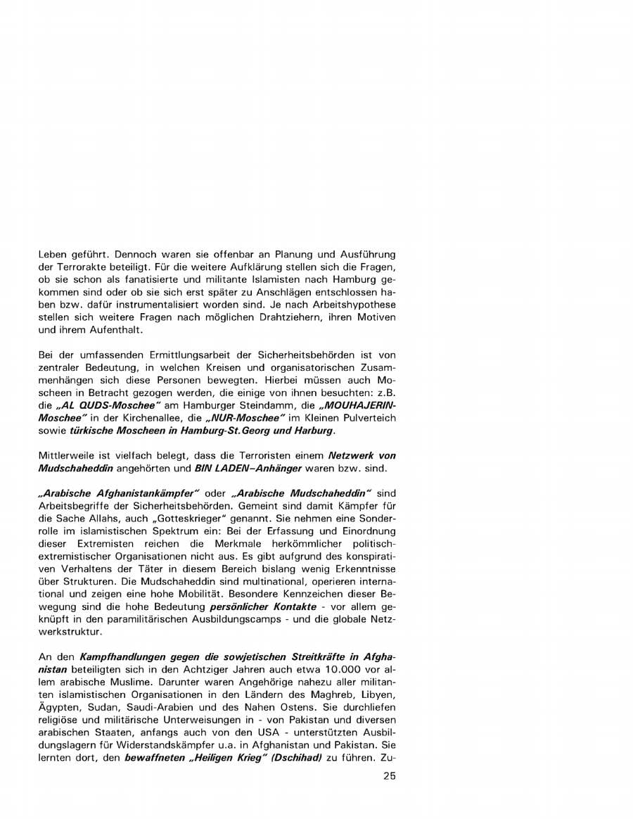 Seite 25 des Verfassungsschutzbericht 2001 Hamburg