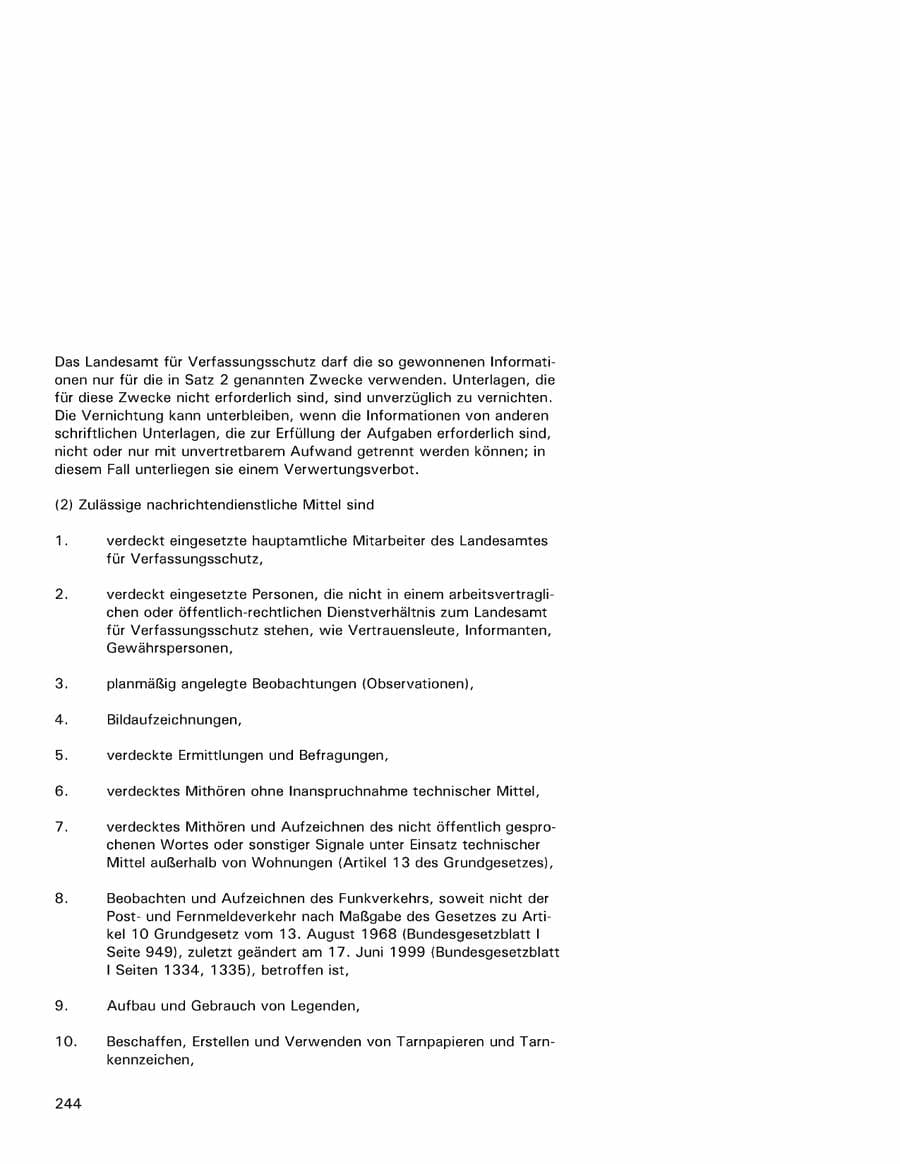 Seite 244 des Verfassungsschutzbericht 2001 Hamburg