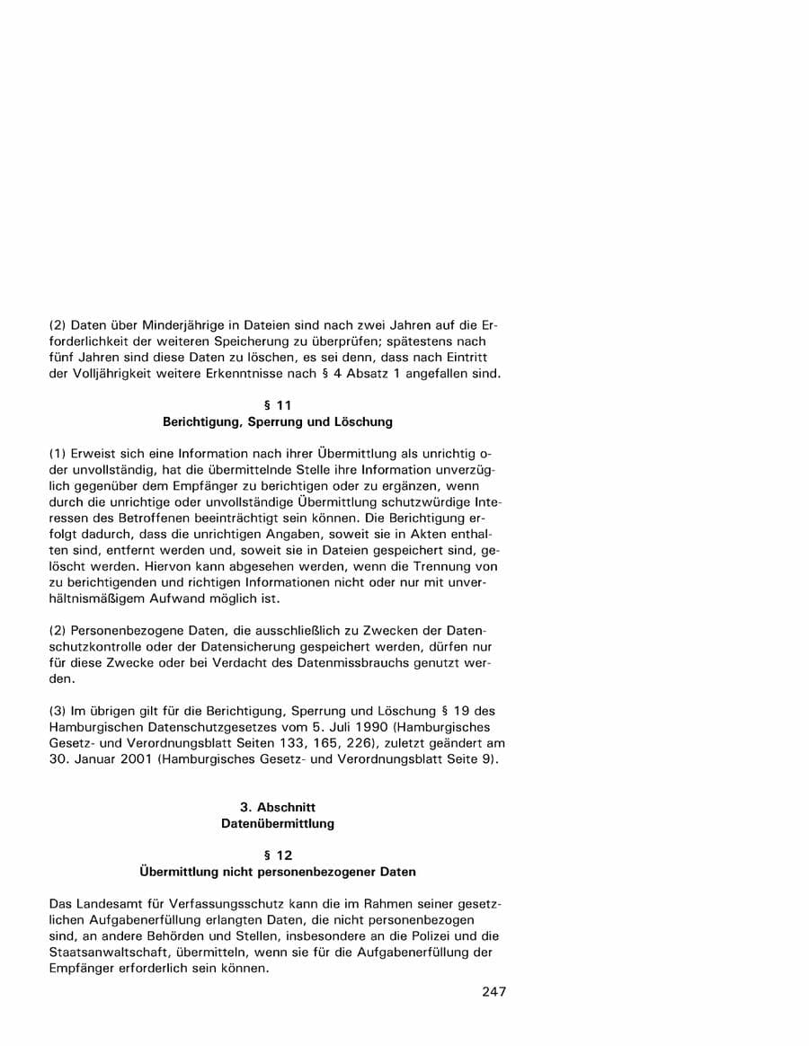 Seite 247 des Verfassungsschutzbericht 2001 Hamburg