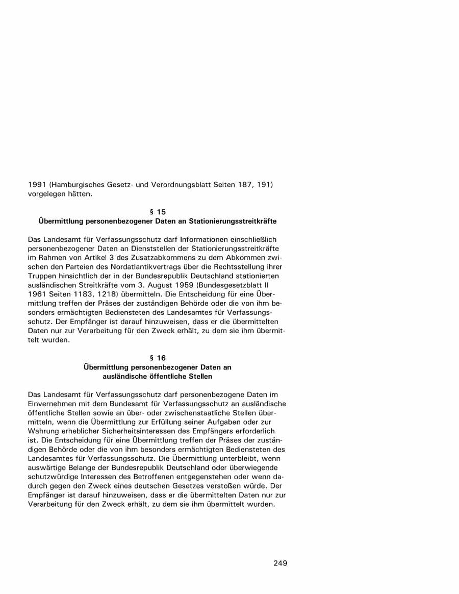 Seite 249 des Verfassungsschutzbericht 2001 Hamburg