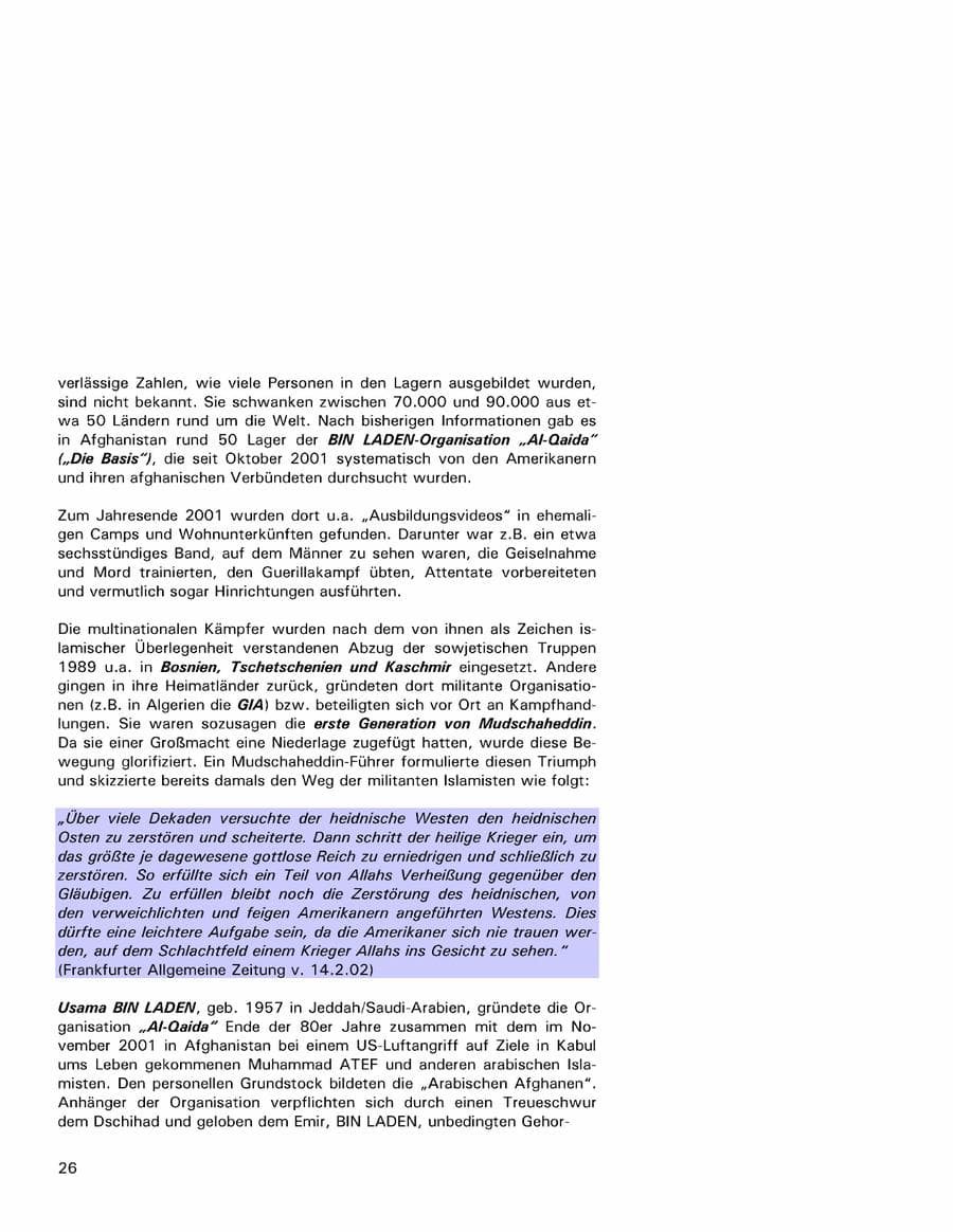 Seite 26 des Verfassungsschutzbericht 2001 Hamburg