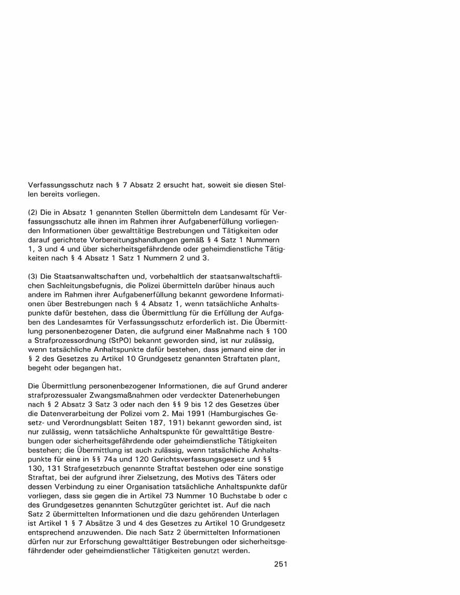 Seite 251 des Verfassungsschutzbericht 2001 Hamburg