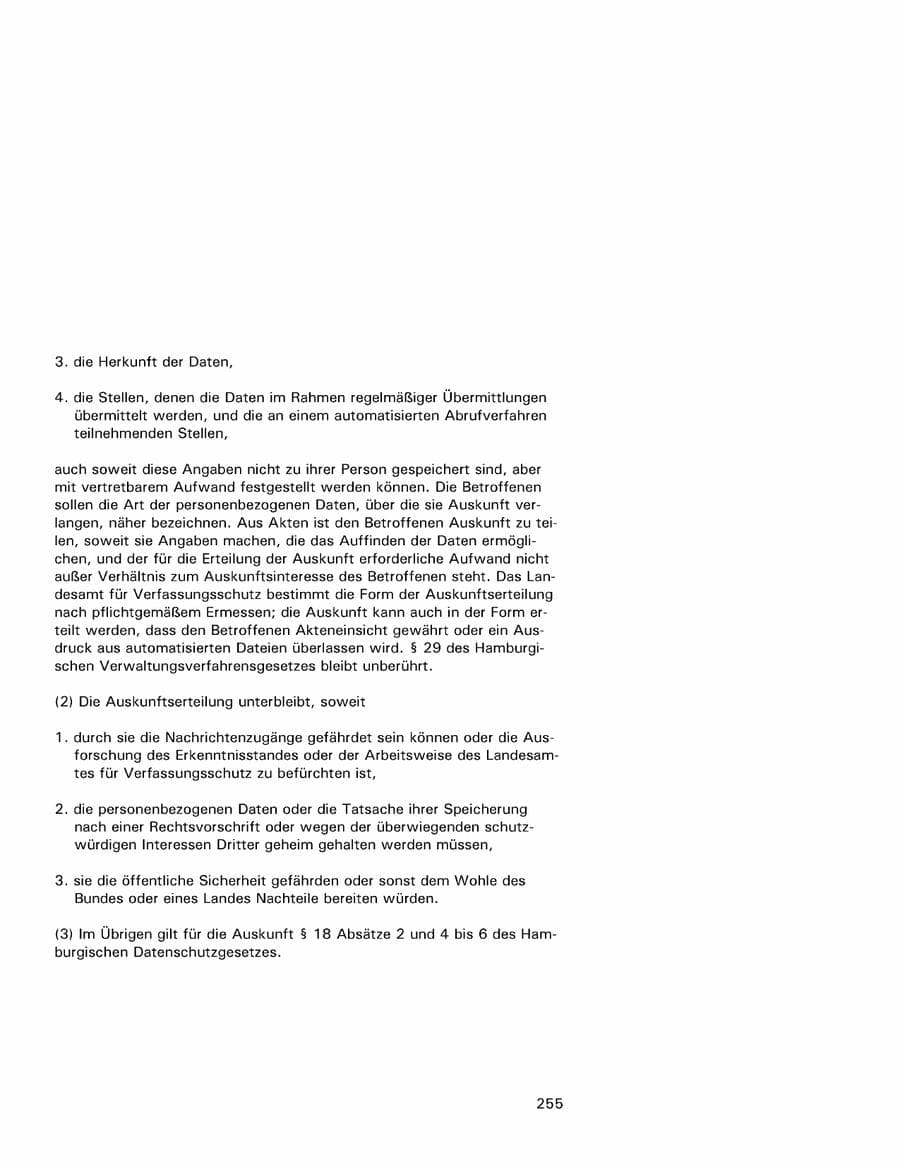 Seite 255 des Verfassungsschutzbericht 2001 Hamburg