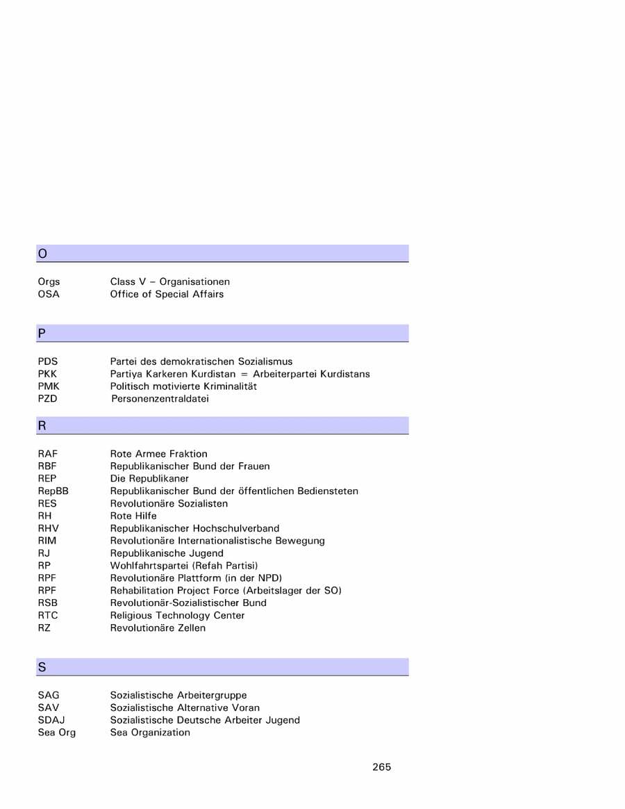Seite 265 des Verfassungsschutzbericht 2001 Hamburg