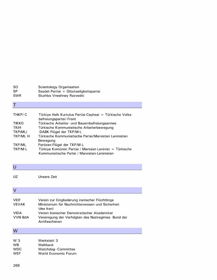 Seite 266 des Verfassungsschutzbericht 2001 Hamburg