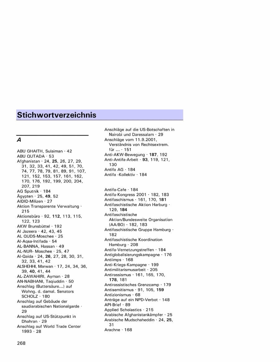 Seite 268 des Verfassungsschutzbericht 2001 Hamburg