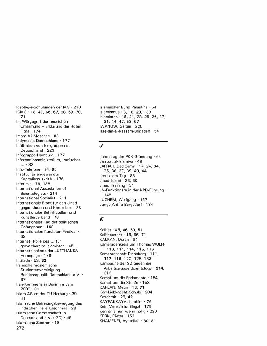 Seite 272 des Verfassungsschutzbericht 2001 Hamburg