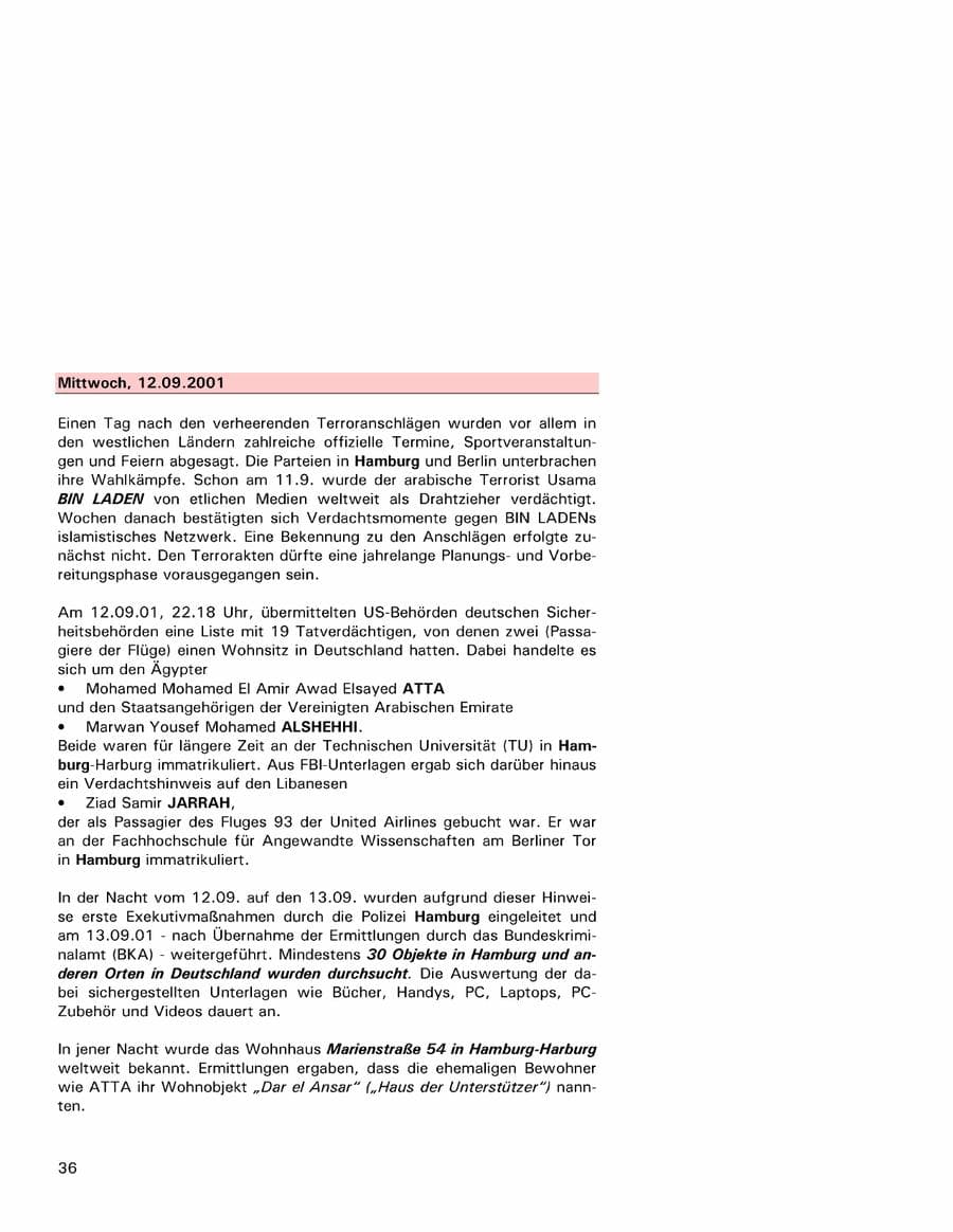 Seite 36 des Verfassungsschutzbericht 2001 Hamburg