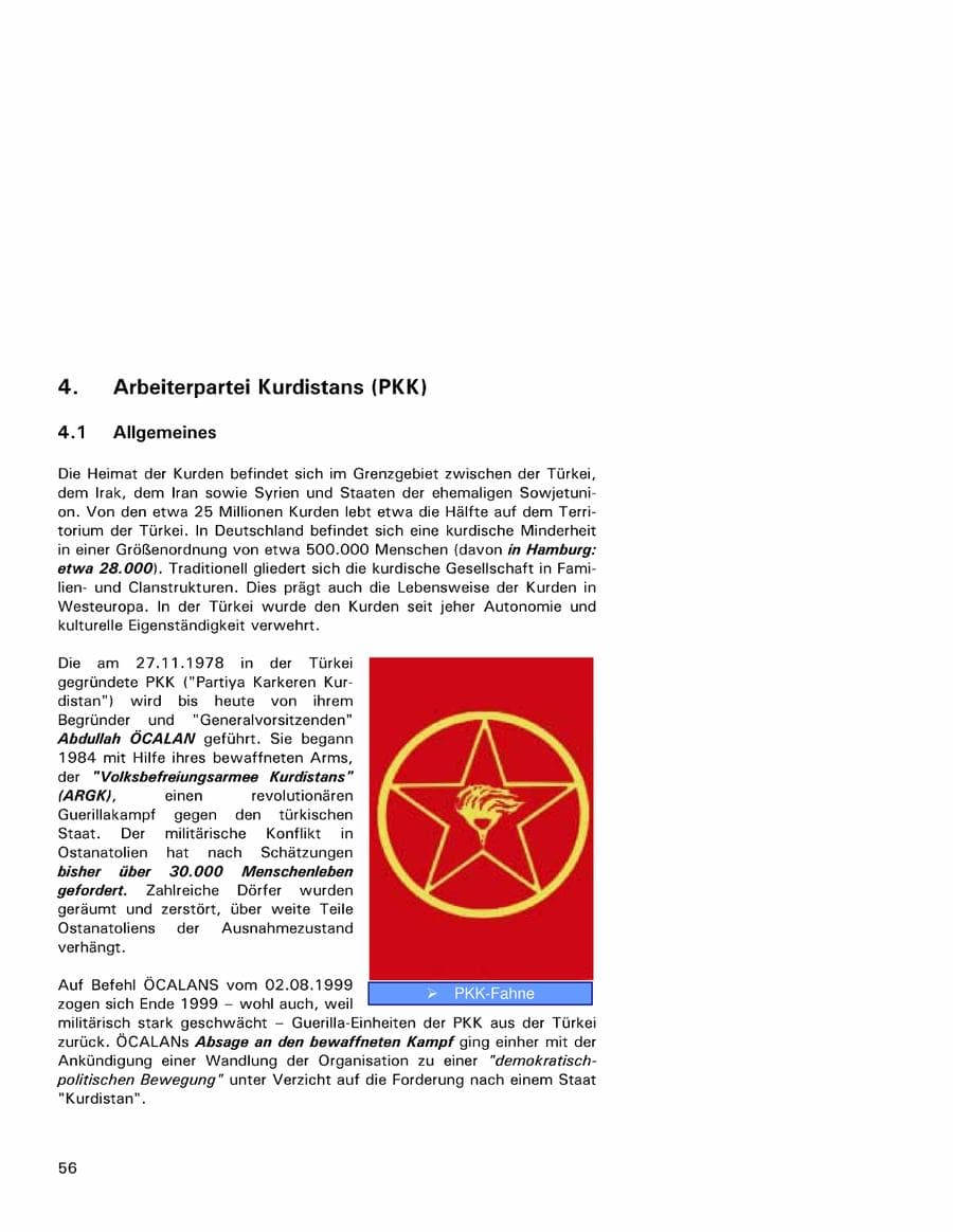 Seite 56 des Verfassungsschutzbericht 2001 Hamburg