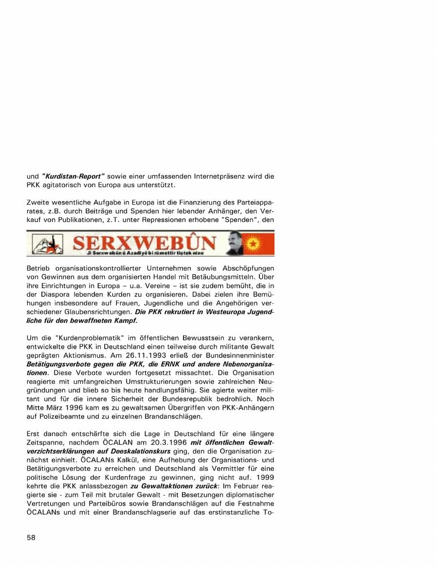 Seite 58 des Verfassungsschutzbericht 2001 Hamburg