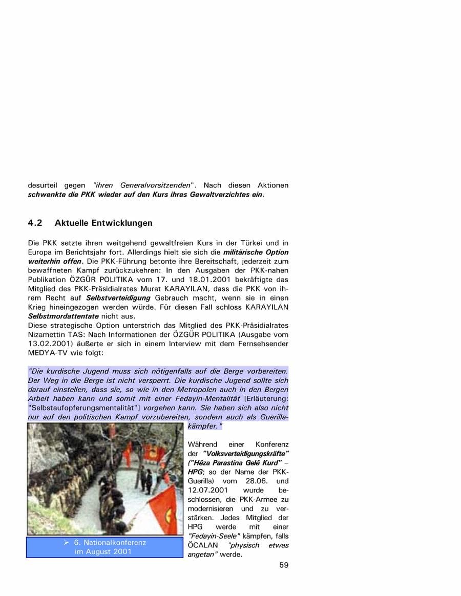Seite 59 des Verfassungsschutzbericht 2001 Hamburg