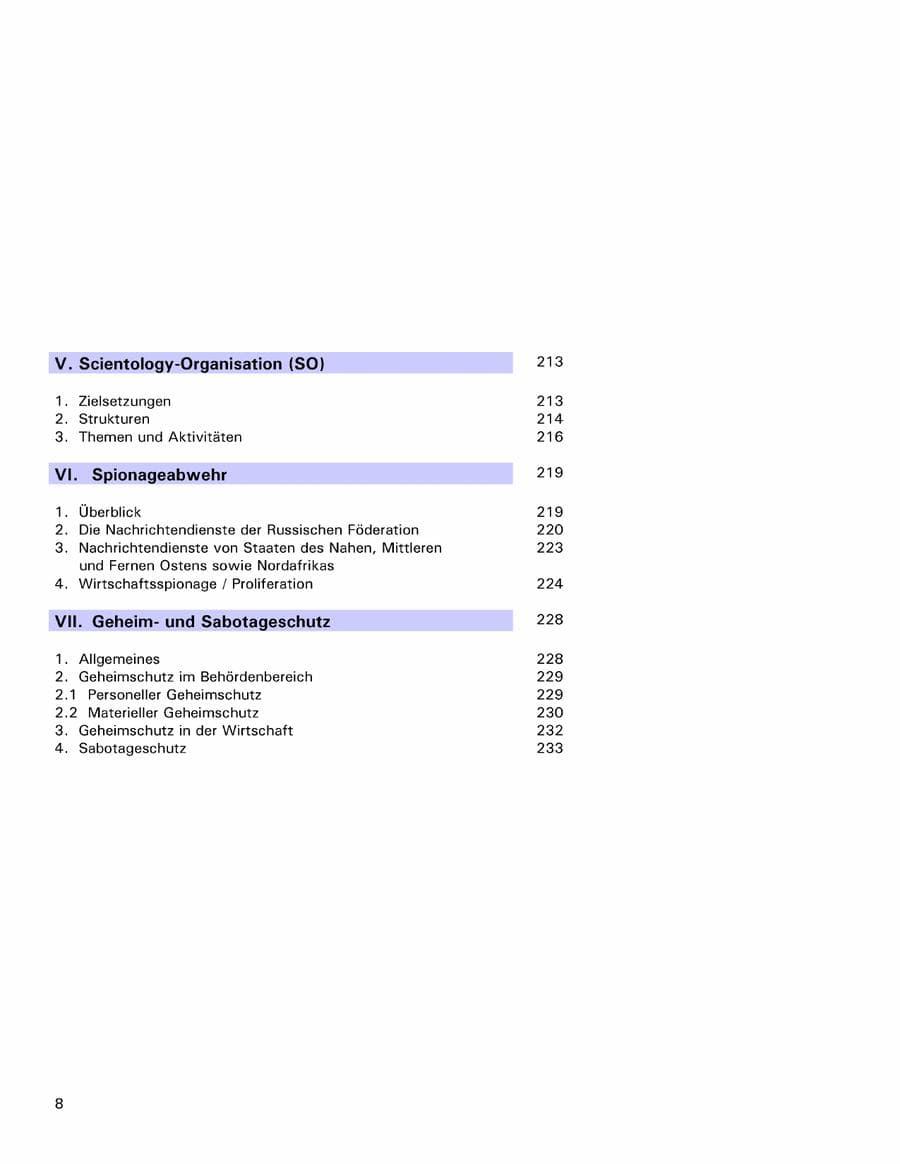 Seite 8 des Verfassungsschutzbericht 2001 Hamburg