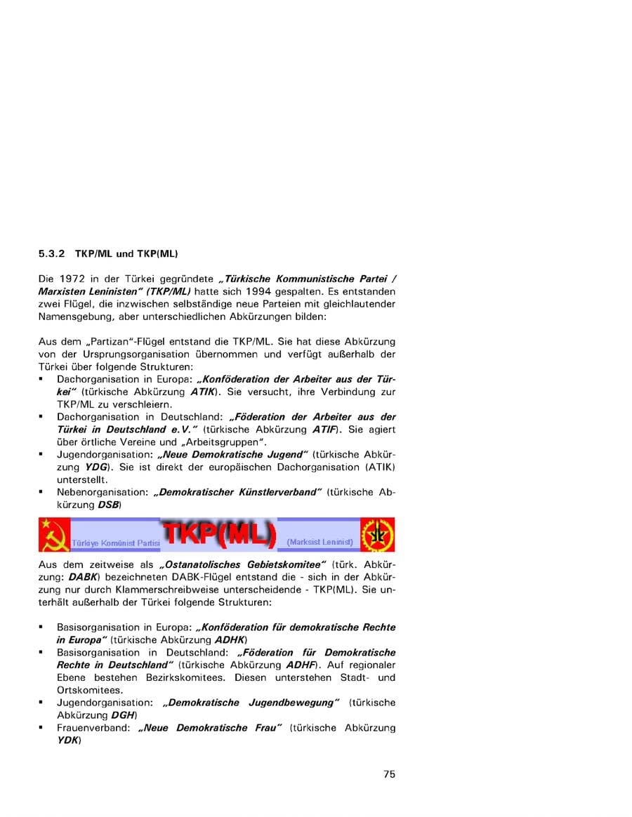 Seite 75 des Verfassungsschutzbericht 2001 Hamburg