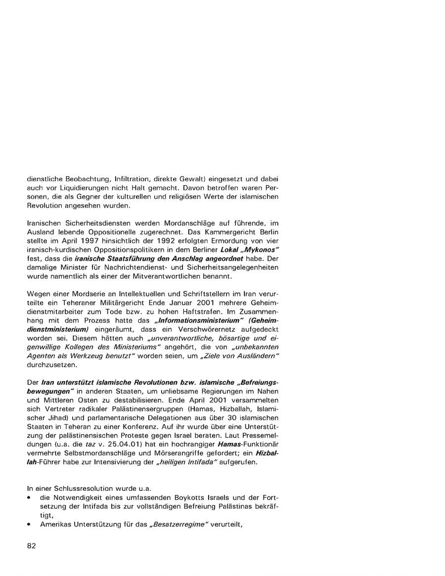 Seite 82 des Verfassungsschutzbericht 2001 Hamburg
