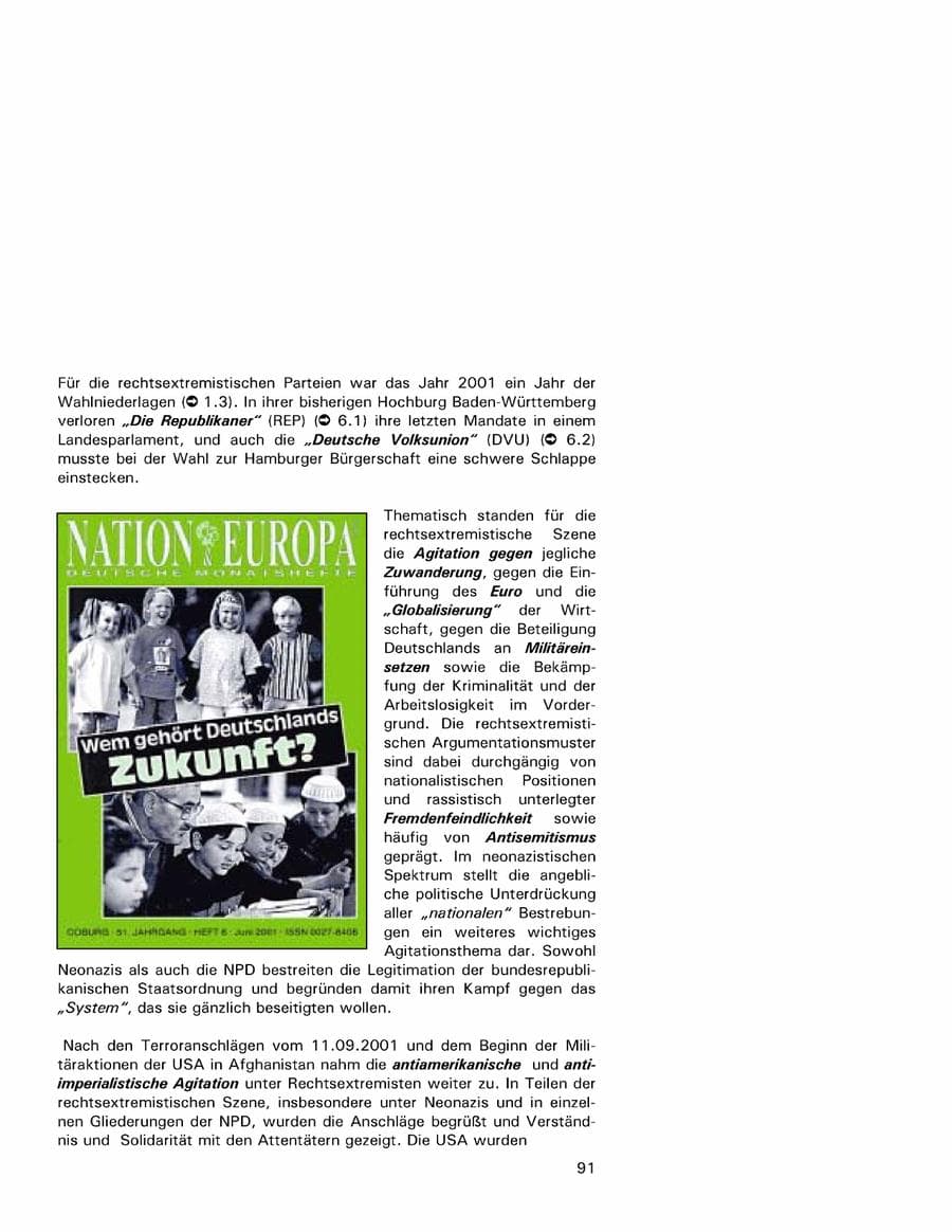 Seite 91 des Verfassungsschutzbericht 2001 Hamburg