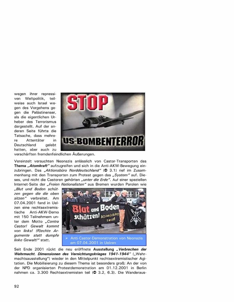 Seite 92 des Verfassungsschutzbericht 2001 Hamburg