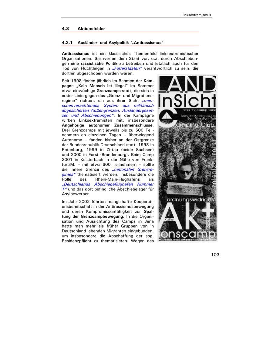 Seite 105 des Verfassungsschutzbericht 2002 Hamburg