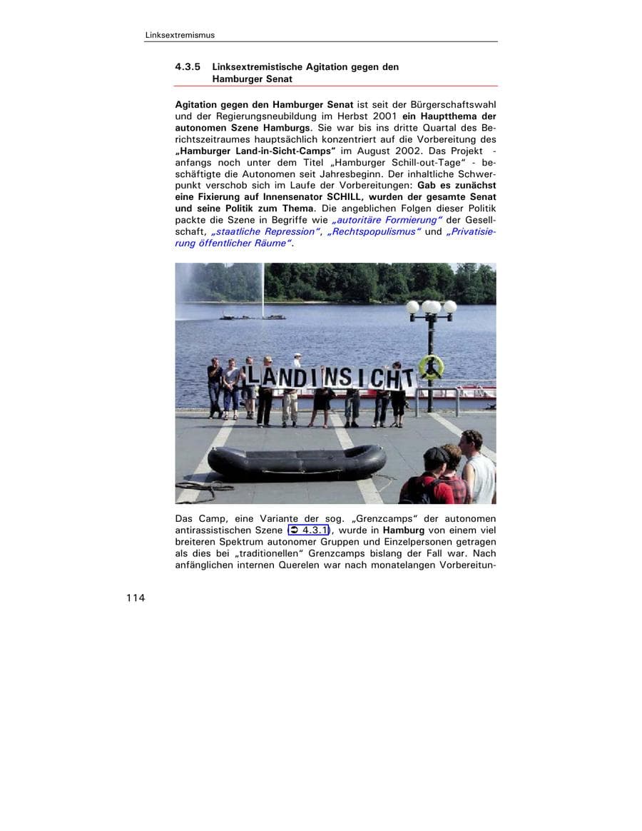 Seite 116 des Verfassungsschutzbericht 2002 Hamburg