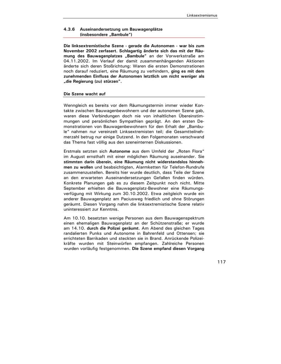 Seite 119 des Verfassungsschutzbericht 2002 Hamburg