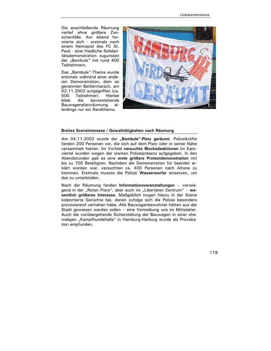 Seite 121 des Verfassungsschutzbericht 2002 Hamburg