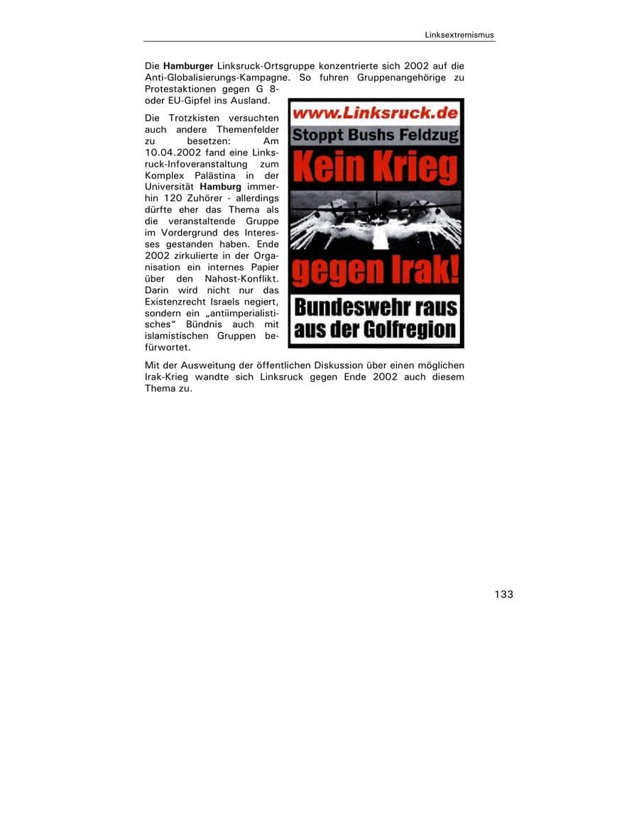 Seite 135 des Verfassungsschutzbericht 2002 Hamburg