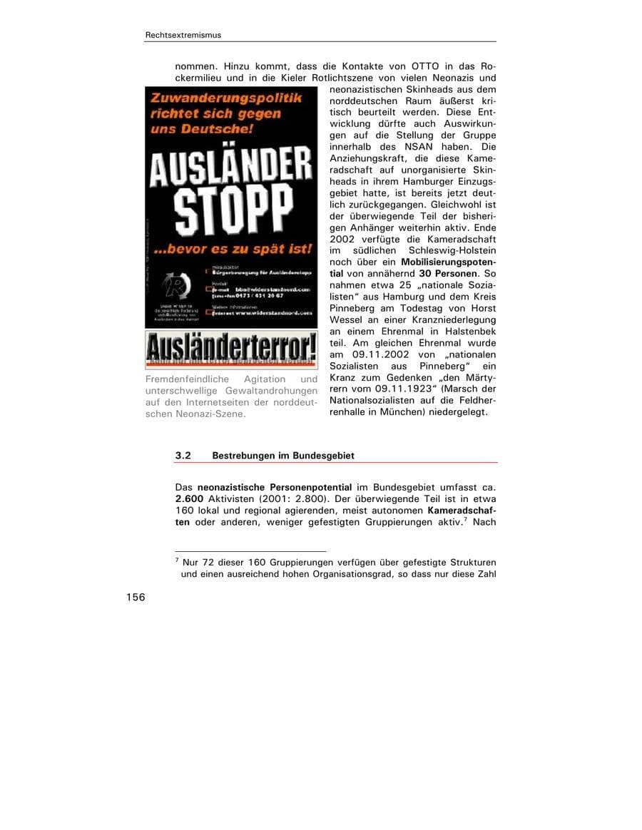 Seite 158 des Verfassungsschutzbericht 2002 Hamburg