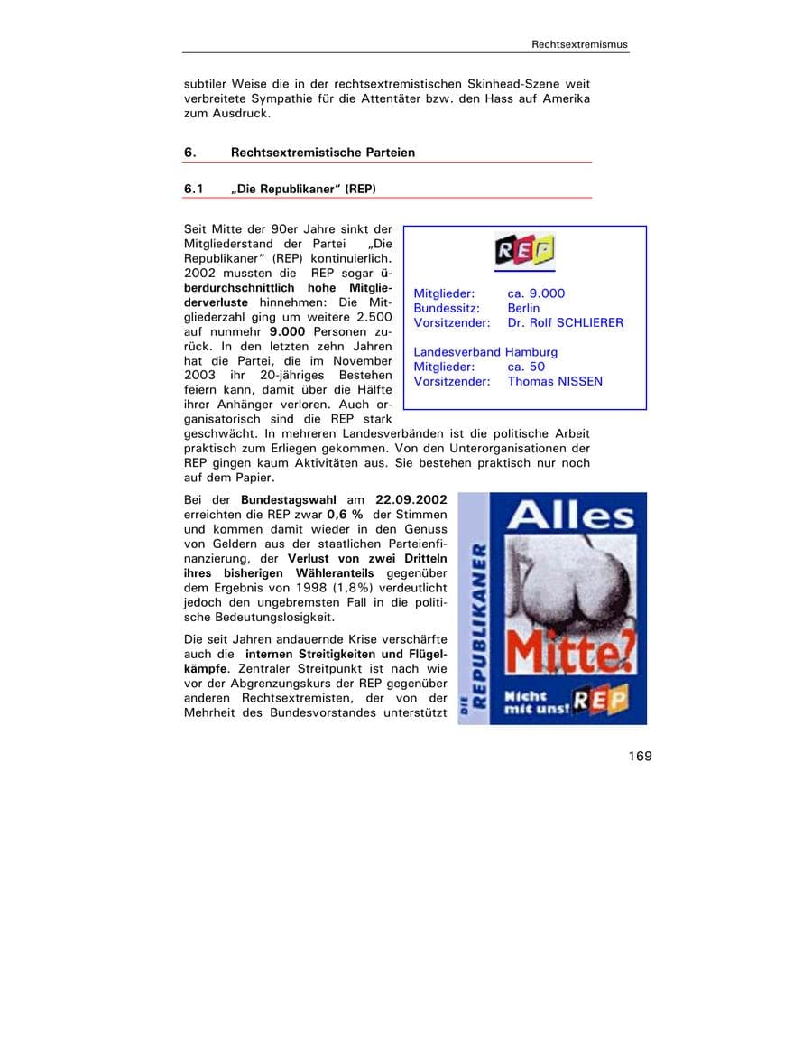 Seite 171 des Verfassungsschutzbericht 2002 Hamburg