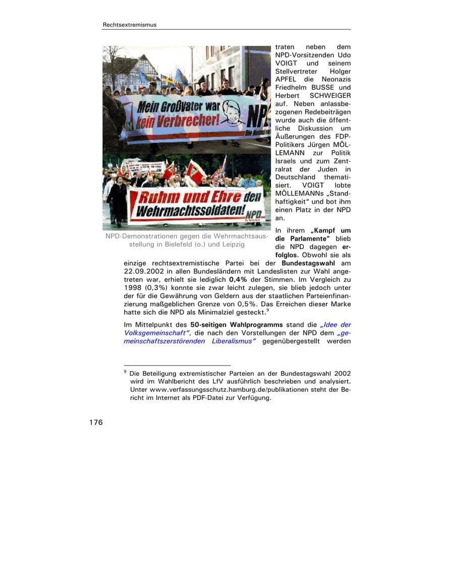 Seite 178 des Verfassungsschutzbericht 2002 Hamburg