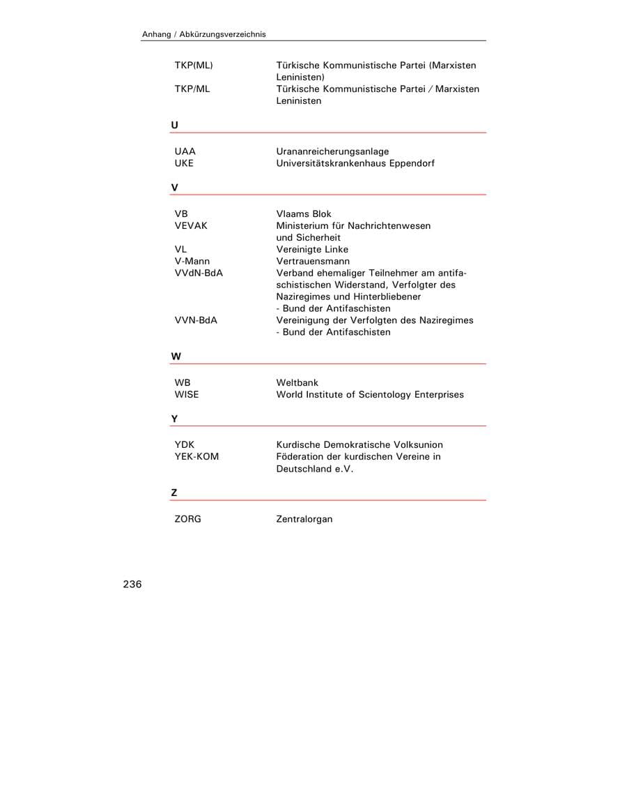 Seite 238 des Verfassungsschutzbericht 2002 Hamburg