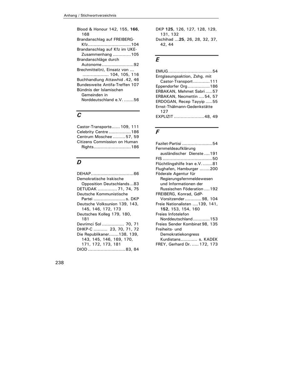 Seite 240 des Verfassungsschutzbericht 2002 Hamburg