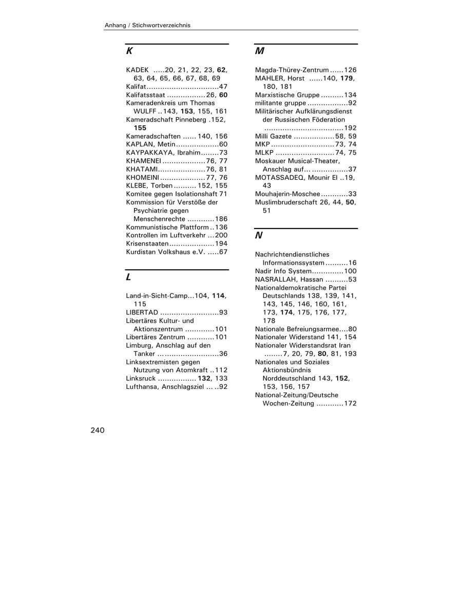 Seite 242 des Verfassungsschutzbericht 2002 Hamburg