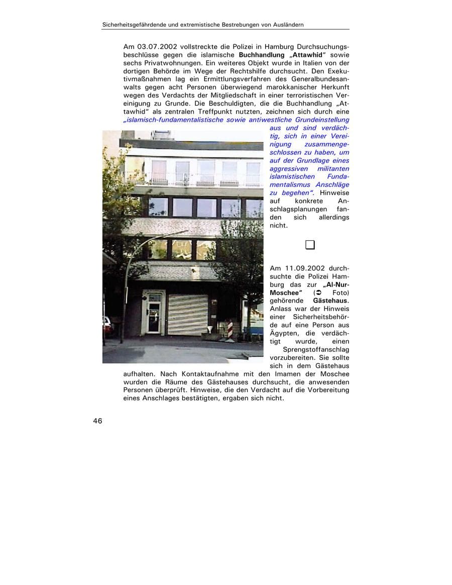 Seite 48 des Verfassungsschutzbericht 2002 Hamburg