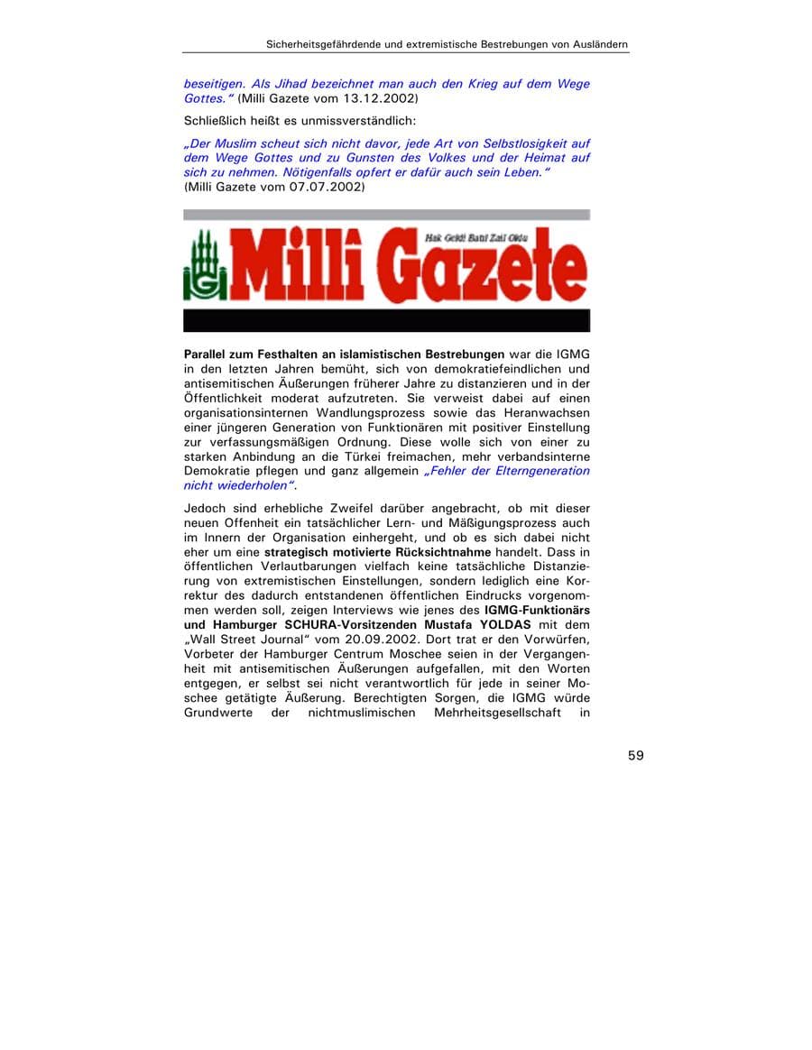 Seite 61 des Verfassungsschutzbericht 2002 Hamburg