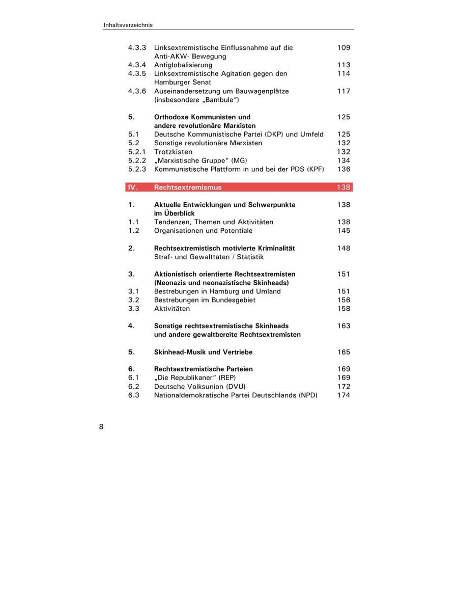 Seite 10 des Verfassungsschutzbericht 2002 Hamburg