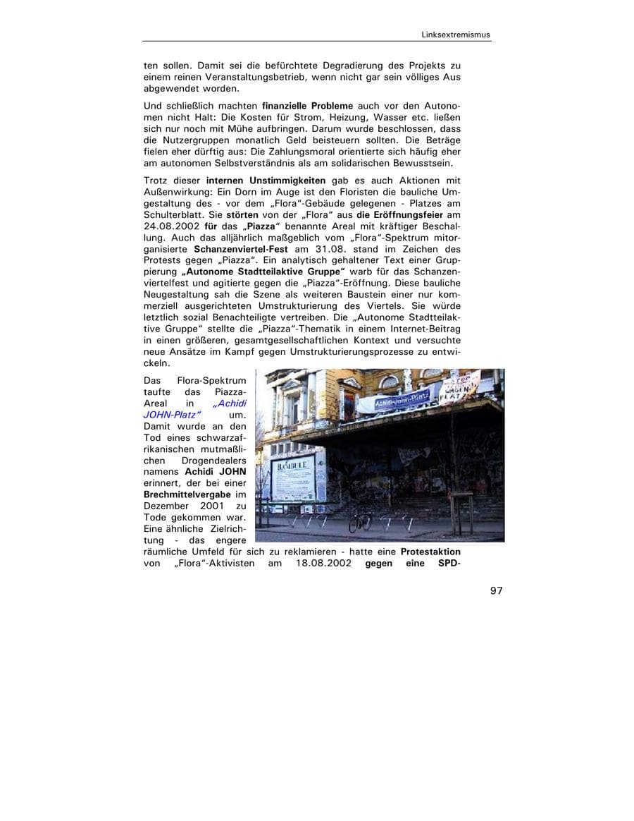Seite 99 des Verfassungsschutzbericht 2002 Hamburg