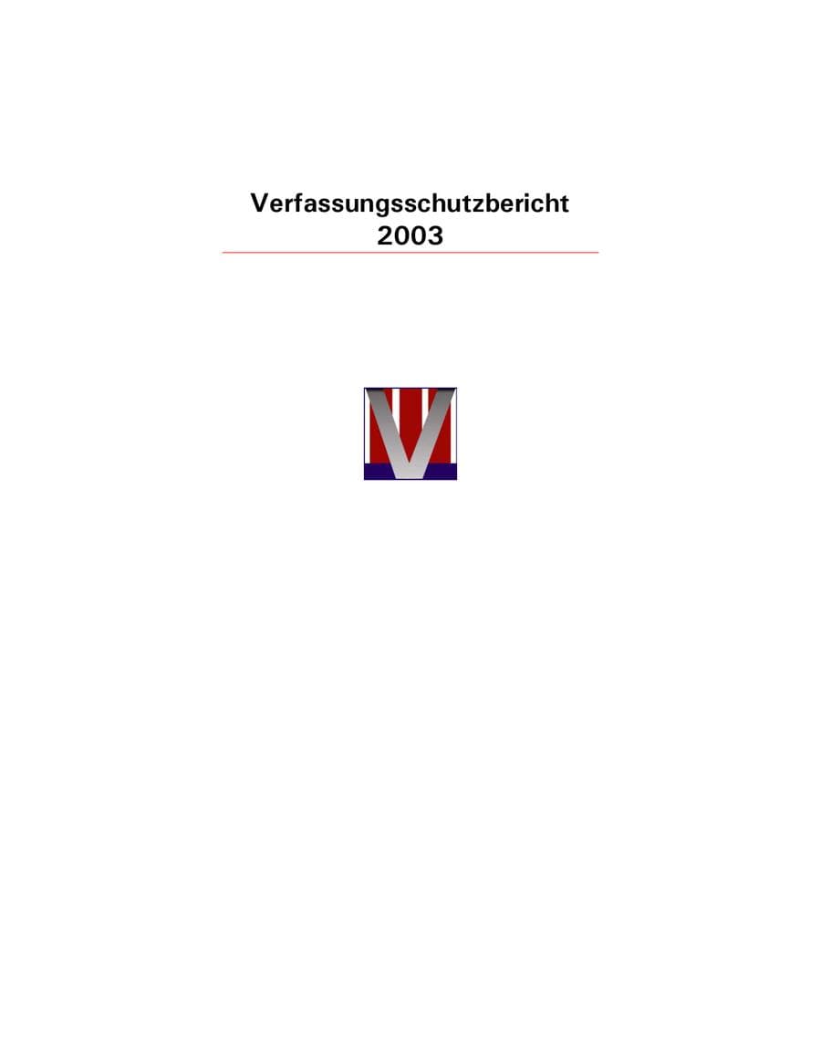 Seite 2 des Verfassungsschutzbericht 2003 Hamburg
