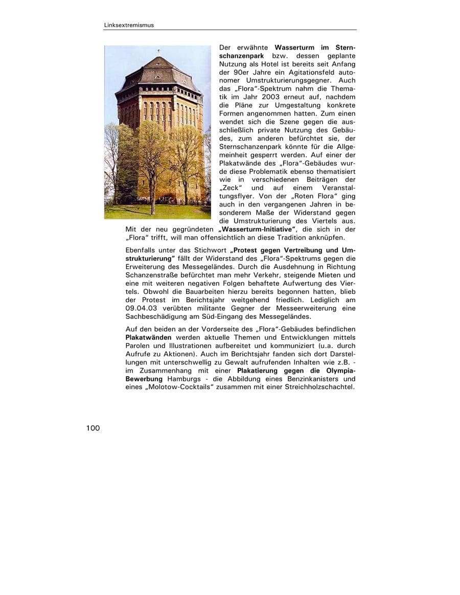 Seite 101 des Verfassungsschutzbericht 2003 Hamburg