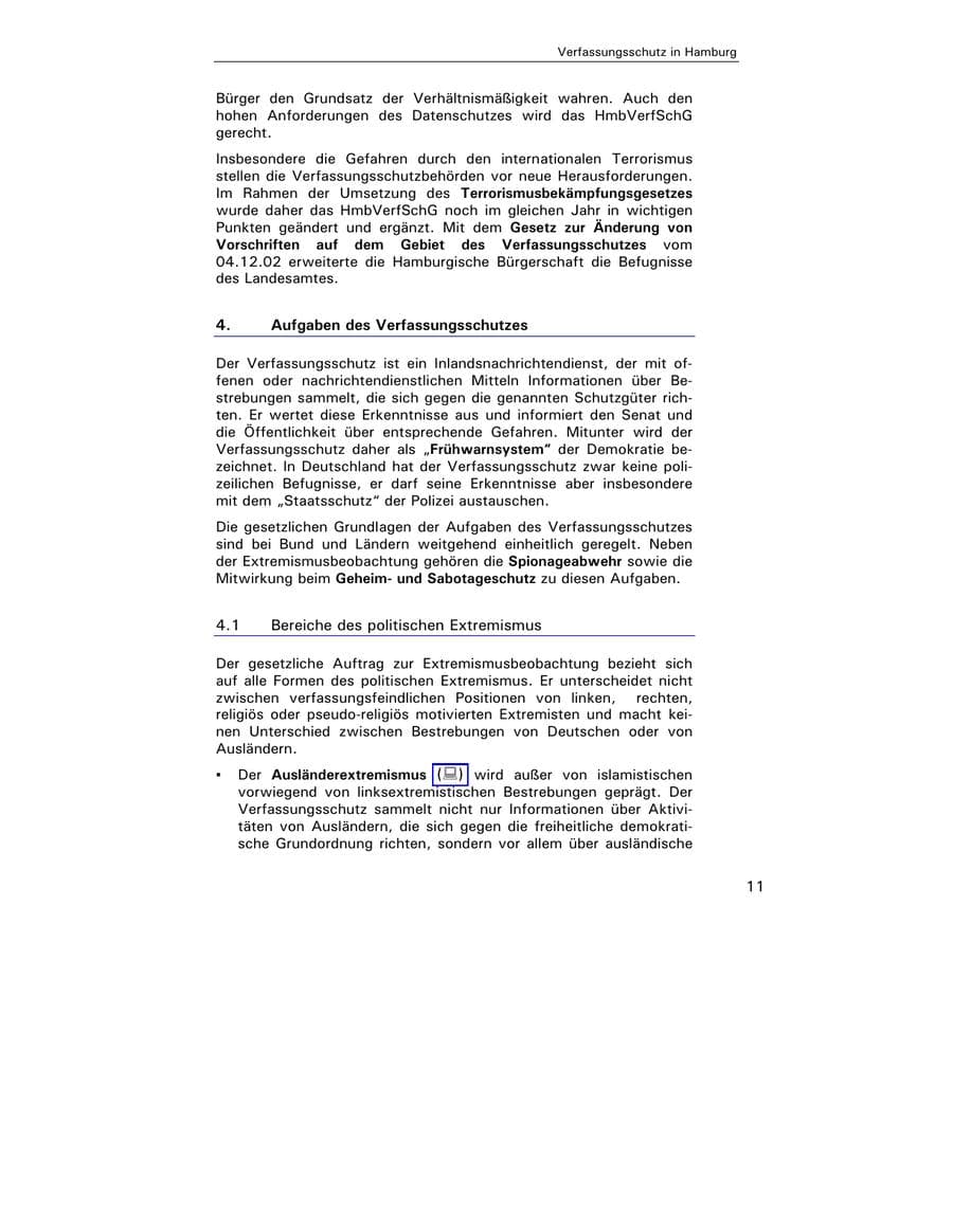 Seite 12 des Verfassungsschutzbericht 2003 Hamburg