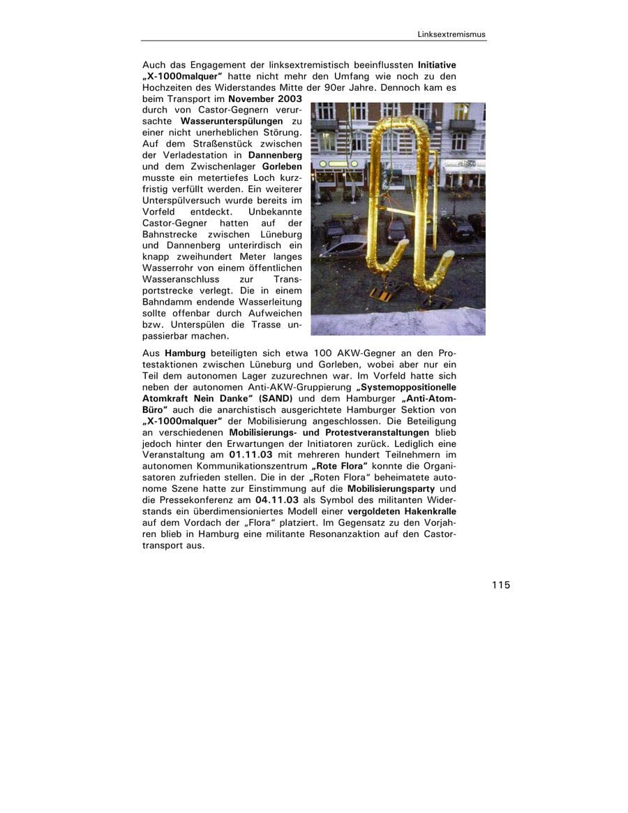 Seite 116 des Verfassungsschutzbericht 2003 Hamburg