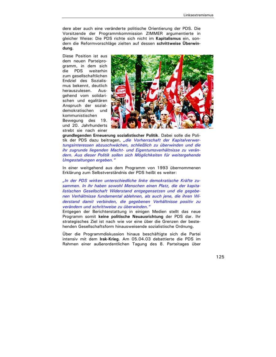 Seite 126 des Verfassungsschutzbericht 2003 Hamburg