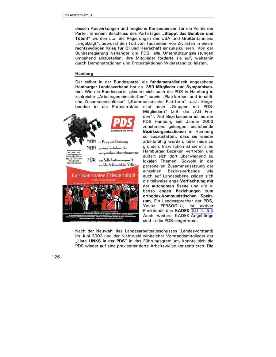 Seite 127 des Verfassungsschutzbericht 2003 Hamburg
