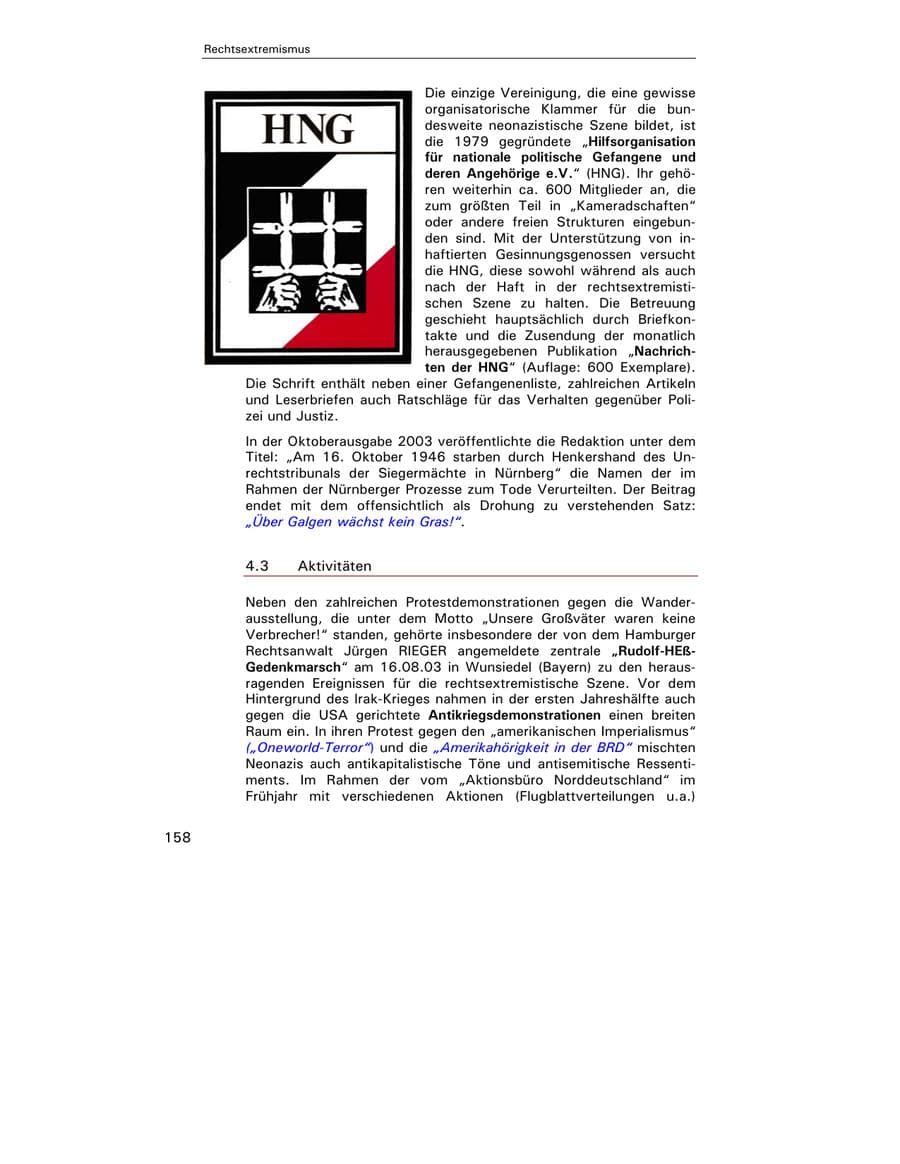 Seite 159 des Verfassungsschutzbericht 2003 Hamburg