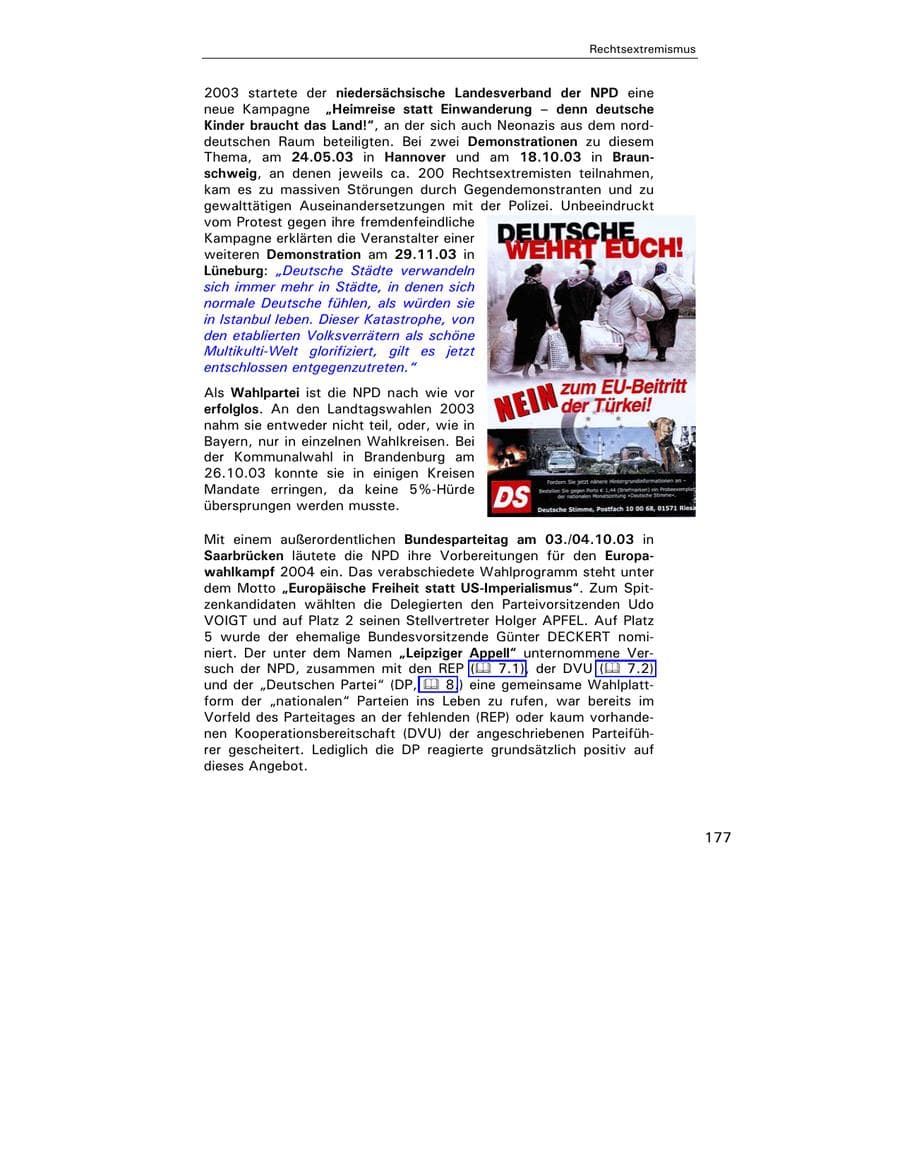 Seite 178 des Verfassungsschutzbericht 2003 Hamburg