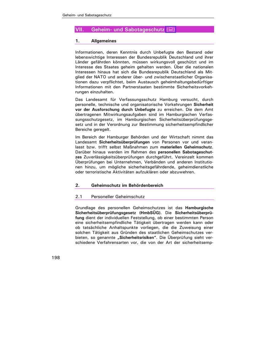 Seite 199 des Verfassungsschutzbericht 2003 Hamburg