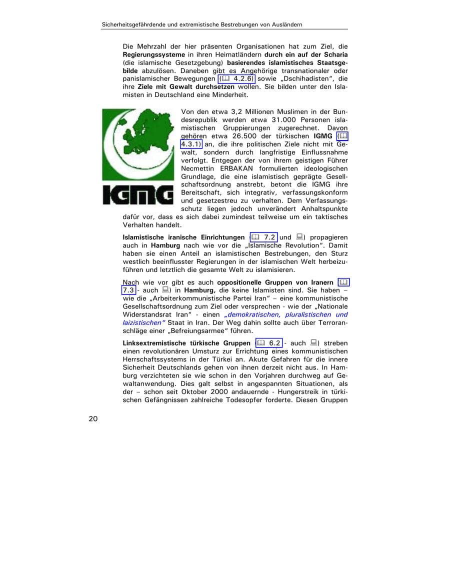Seite 21 des Verfassungsschutzbericht 2003 Hamburg