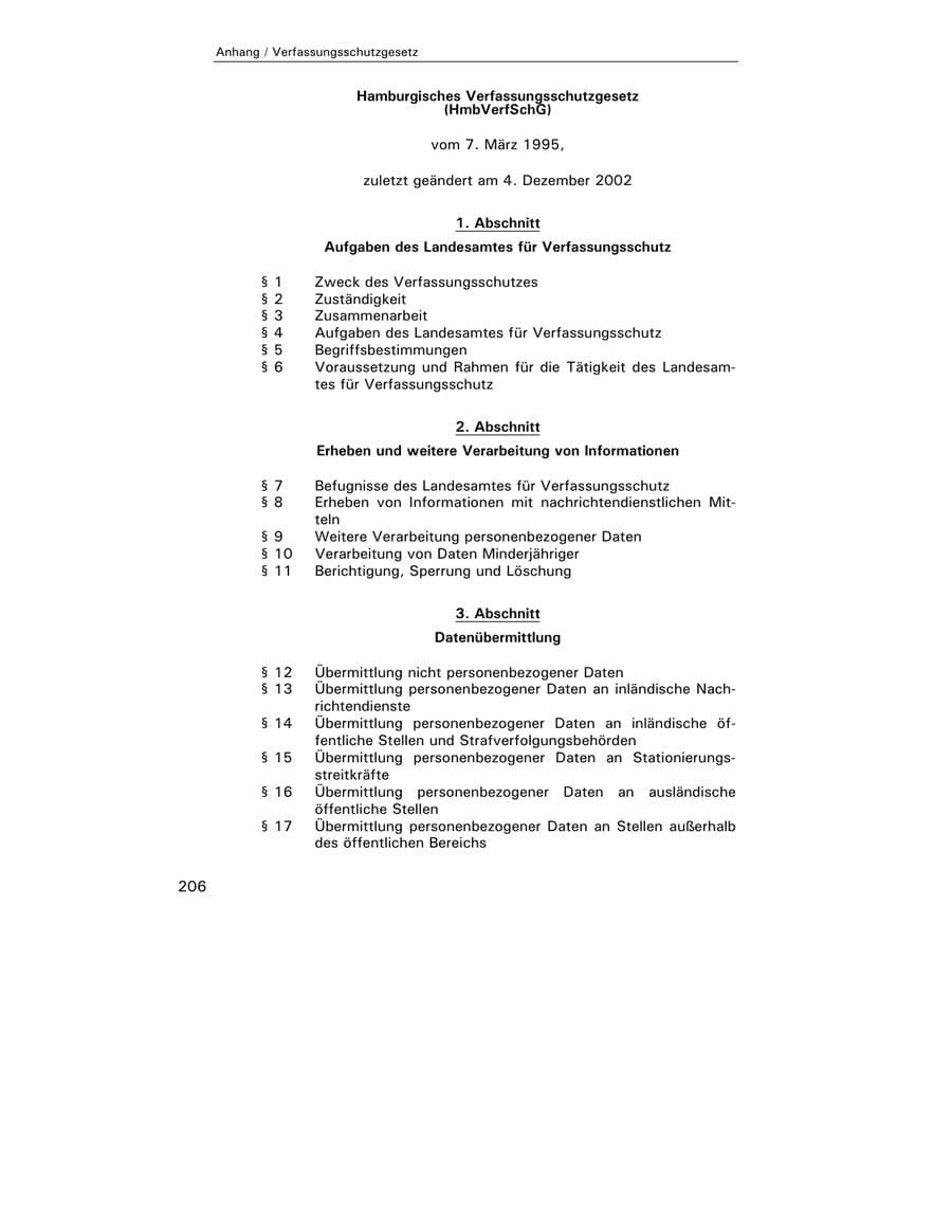 Seite 207 des Verfassungsschutzbericht 2003 Hamburg