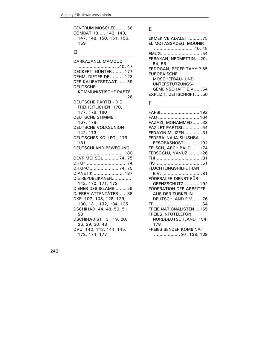 Seite 243 des Verfassungsschutzbericht 2003 Hamburg