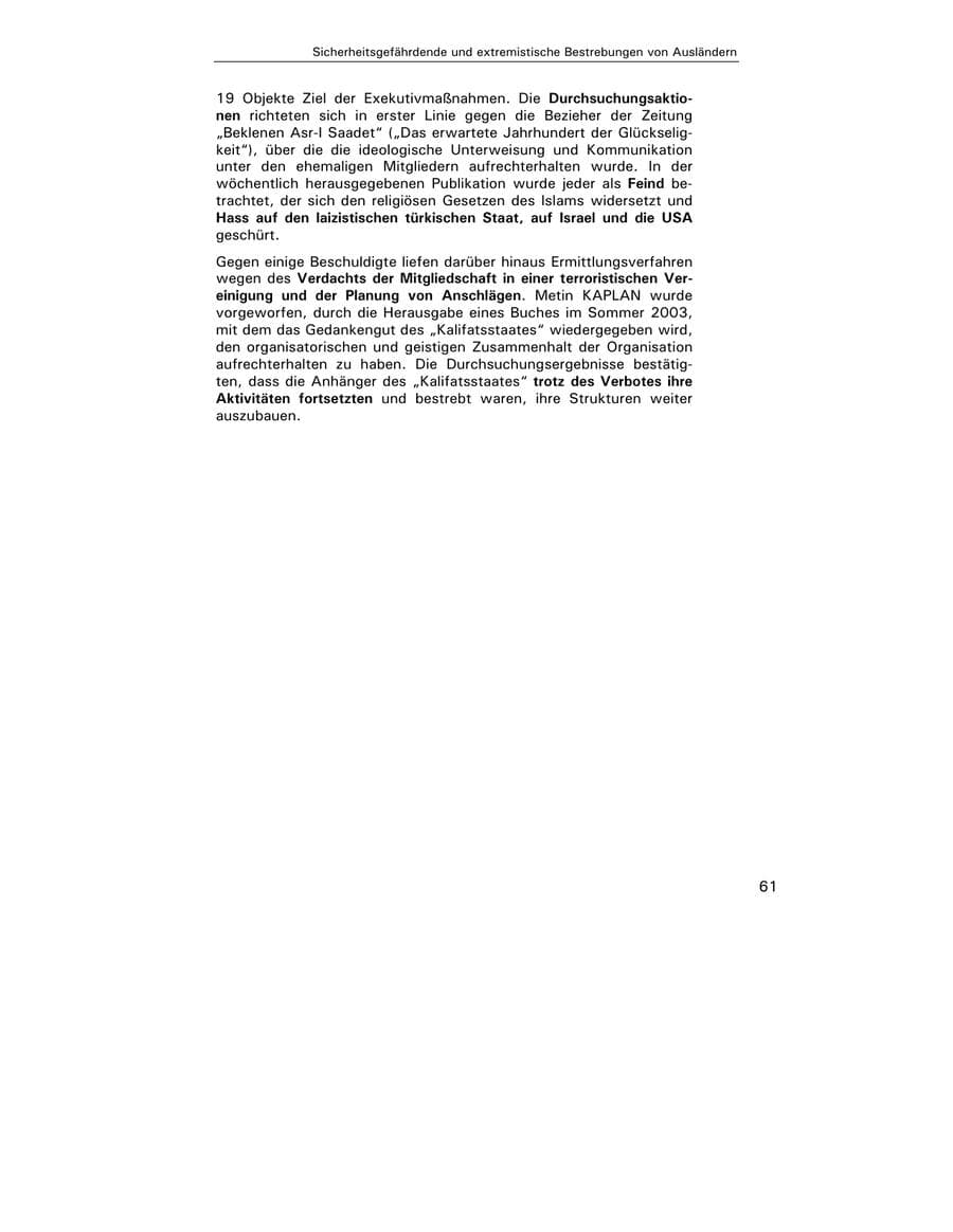 Seite 62 des Verfassungsschutzbericht 2003 Hamburg